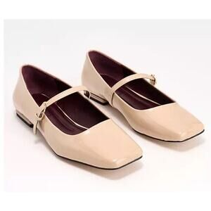 New‎ Franco Sarto Tinsley Patent Leather Square Toe Mary Jane Flats Nude Size 7M